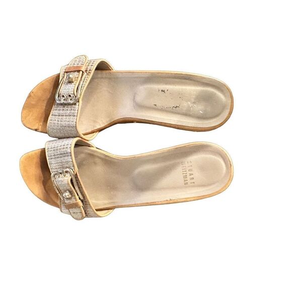 Stuart Weitzman Wooden Plaid Slides - Picture 4 of 11